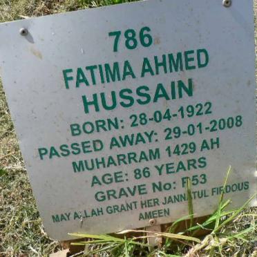 HUSSAIN Fatima Ahmed 1922-2008
