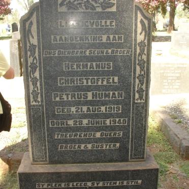 HUMAN Hermanus Christoffel Petrus 1919-1940