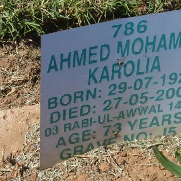 KAROLIA Ahmed Mohamed 1926-2001