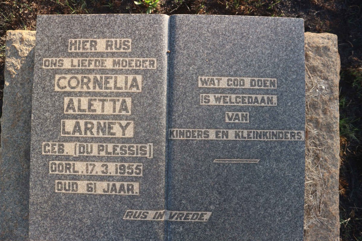 LARNEY Cornelia Aletta nee DU PLESSIS -1955