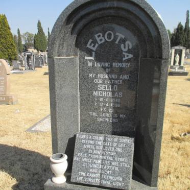 LEBOTSA Sello Nicholas 1942-1996
