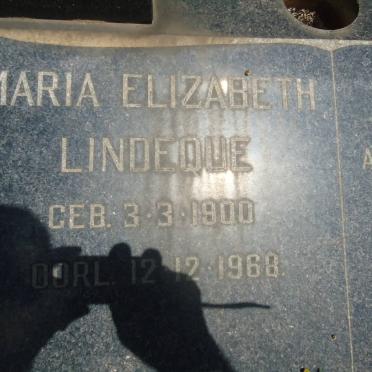 LINDEQUE Maria Elizabeth 1900-1968