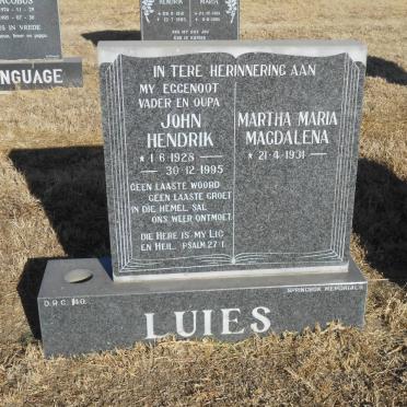LUIES John Hendrik 1923-1995 &amp; Martha Maria Magdalena 1931-
