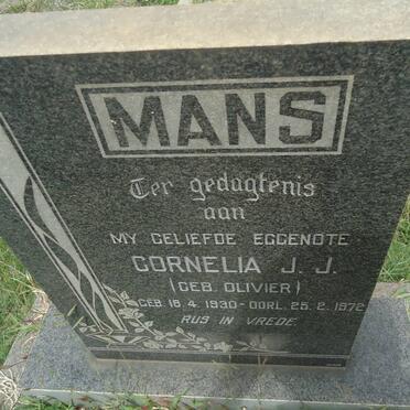MANS Cornelia J.J. nee OLIVIER 1930-1972