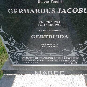 MAREE Gerhardus Jacobus 1924-1968 &amp; Gertruida 1929-2013