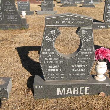 MAREE Oeloff Christoffel 1931-1998 &amp; Magrietha Elizabeth 1936-