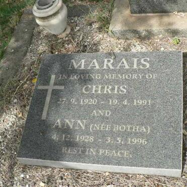 MARAIS Chris 1920-1991 &amp; Ann BOTHA 1928-1996