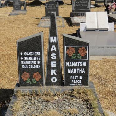 MASEKO Nanatshi Martha 1928-1998