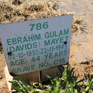 MAYET Ebrahim Gulam 1951-1995