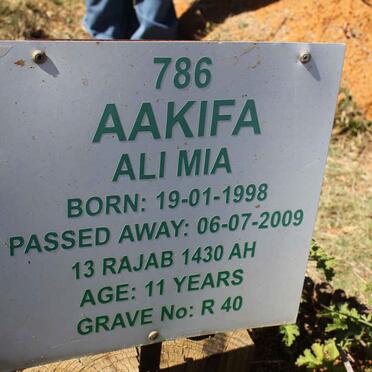 MIA Aakifa Ali 1998-2009