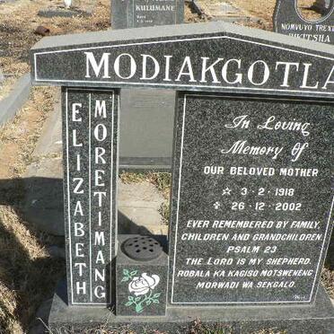 MODIAKGOTLA Elizabeth Moretimang 1918-2002