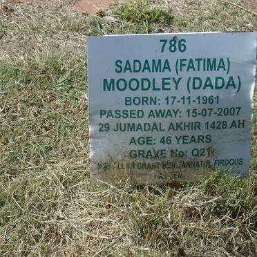 MOODLEY Sadama nee DADA 1961-2007