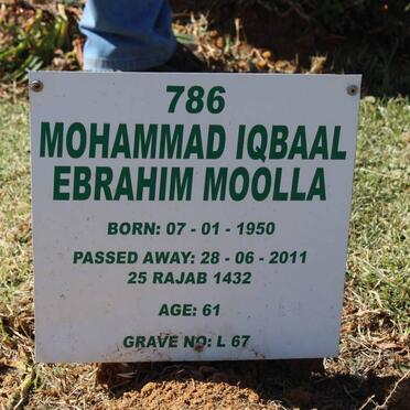 MOOLLA Mohammad Iqbaal Ebrahim 1950-1911