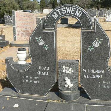 MTSWENI Lucas Khaki 1937-1999 &amp; Wilhemina Velaphi 1940-1999