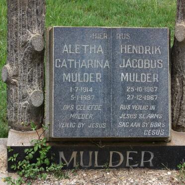 MULDER Hendrik Jacobus 1907-1967 &amp; Aletha Catharina 1914-1997