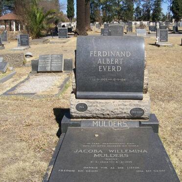 MULDERS Ferdinand Albert Everd 1903-1947 &amp; Jacoba Wilhelmina 1904-1995