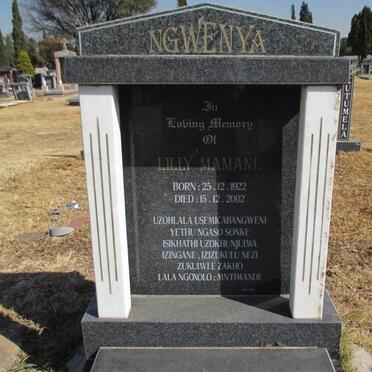 NGWENYA Lilly Mamane 1922-2002