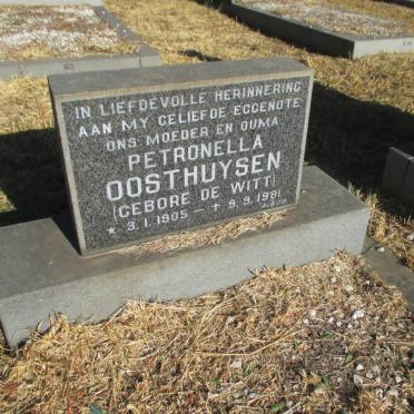 OOSTHUYSEN Petronella nee DE WITT 1905-1981