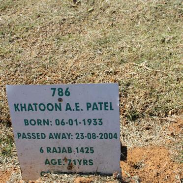 PATEL Khatoon A.E. 1933-2004