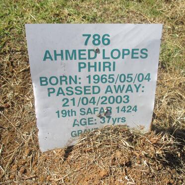 PHIRI Ahmed Lopes 1965-2003