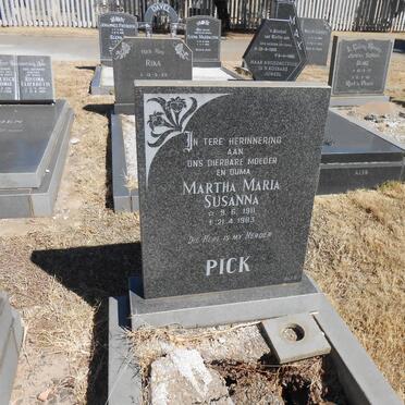 PICK Martha Maria Susanna 1911-1983