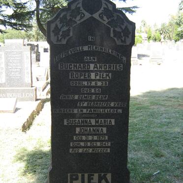 PIEK Buchard Andries Roper -1938 &amp; Susanna Maria Johanna 1879-1947