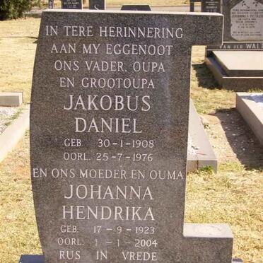 PIETERSE Jakobus Daniel 1908-1976 &amp; Johanna Hendrika 1923-2004