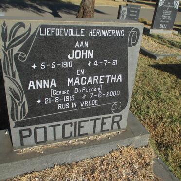POTGIETER John 1910-1981 &amp; Anna Magaretha DU PLESSIS 1915-2000
