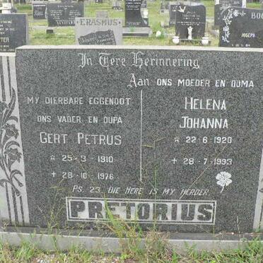 PRETORIUS Gert Petrus 1910-1976 &amp; Helena Johanna 1920-1993