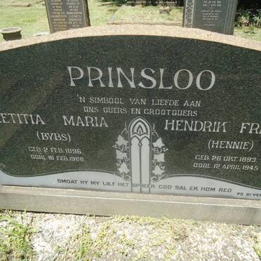PRINSLOO Hendrik Frederik 1893-1945 &amp; Letitia Maria 1896-1968