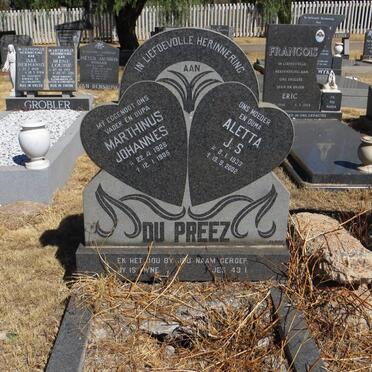 PREEZ Marthinus Johannes, du 1928-1985 &amp; Aletta J.S. 1933-2002