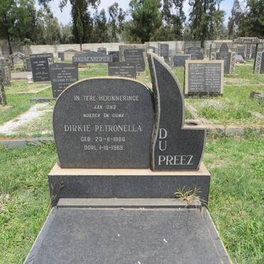 PREEZ Dirkie Petronella, du 1886-1969