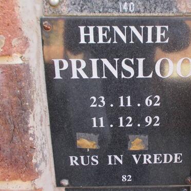 PRINSLOO Hennie 1962-1992