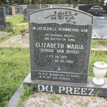 PREEZ Elizabeth Maria, du nee VAN BOSCH 1919-1990