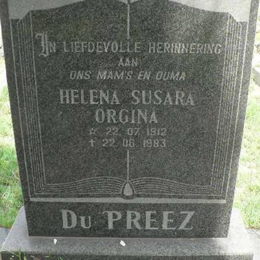 PREEZ Helena Susara Orgina, du 1912-1983