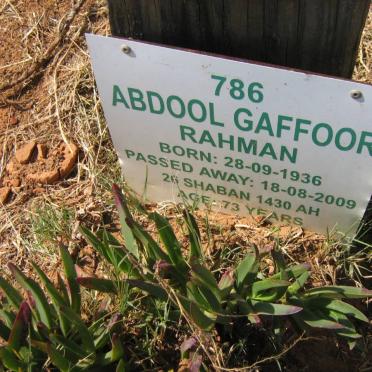 RAHMAN Abdool Gaffoor 1936-2009