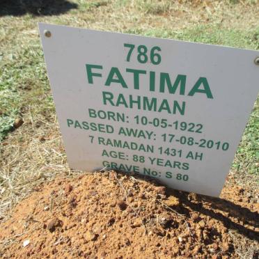RAHMAN Fatima 1922-2010