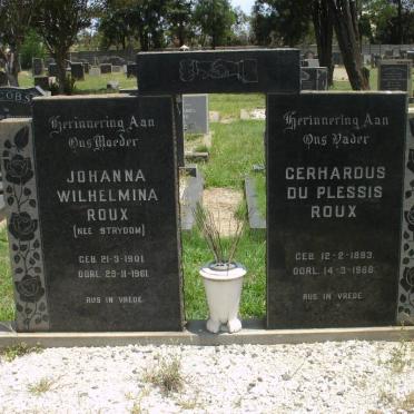ROUX Gerhardus du Plessis 1893-1966 &amp; Johanna Wilhelmina STRYDOM 1901-1961