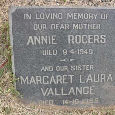 ROGERS Annie -1949 :: VALLANCE Margaret Laura -1965