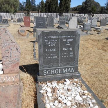 SCHOEMAN Frikkie 1929-1989 &amp; Martie 1927-2010