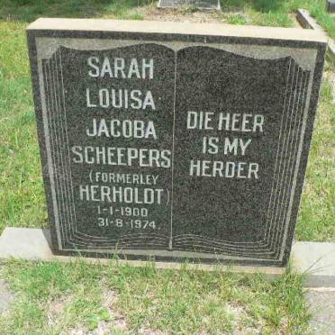 SCHEEPERS Sarah Louisa Jacoba formerley HERHOLDT 1900-1974