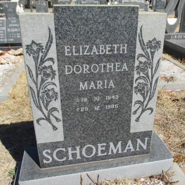 SCHOEMAN Elizabeth Dorothea Maria 1943-1986