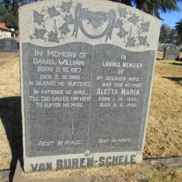 SCHELE Daniel William, van 1917-1966, Buren &amp; Aletta Maria 1890-1955