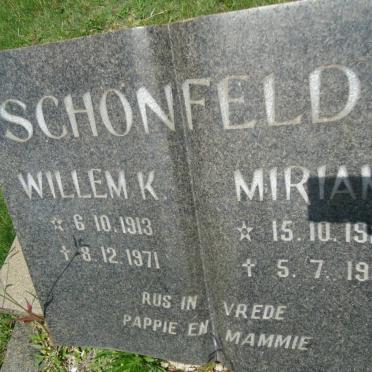 SCHONFELDT Willem K. 1913-1971 &amp; Miriam 1924-1980