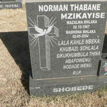 SHOBEDE Norman Thabane Mzikayise 1967-2004