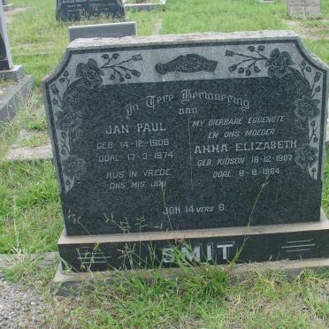 SMIT Jan Paul 1906-1974 &amp; Anna Elizabeth KIDSON 1907-1964
