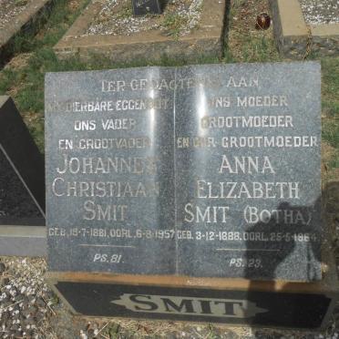 SMIT Johannes Christiaan 1881-1957 &amp; Anna Elizabeth BOTHA 1888-1964 