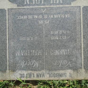 VILJOEN Johannes 1903-1978 &amp; Martha M. 1910-