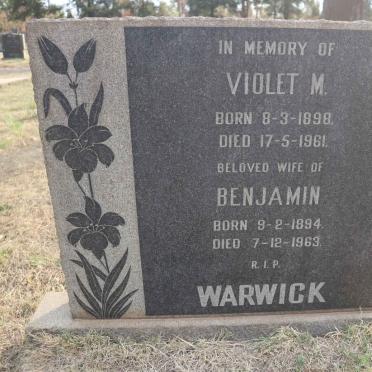 WARWICK Benjamin 1894-1963 &amp; Violet M. 1898-1961