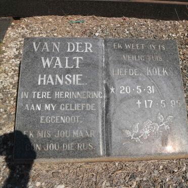 WALT Hansie, van der 1931-1995